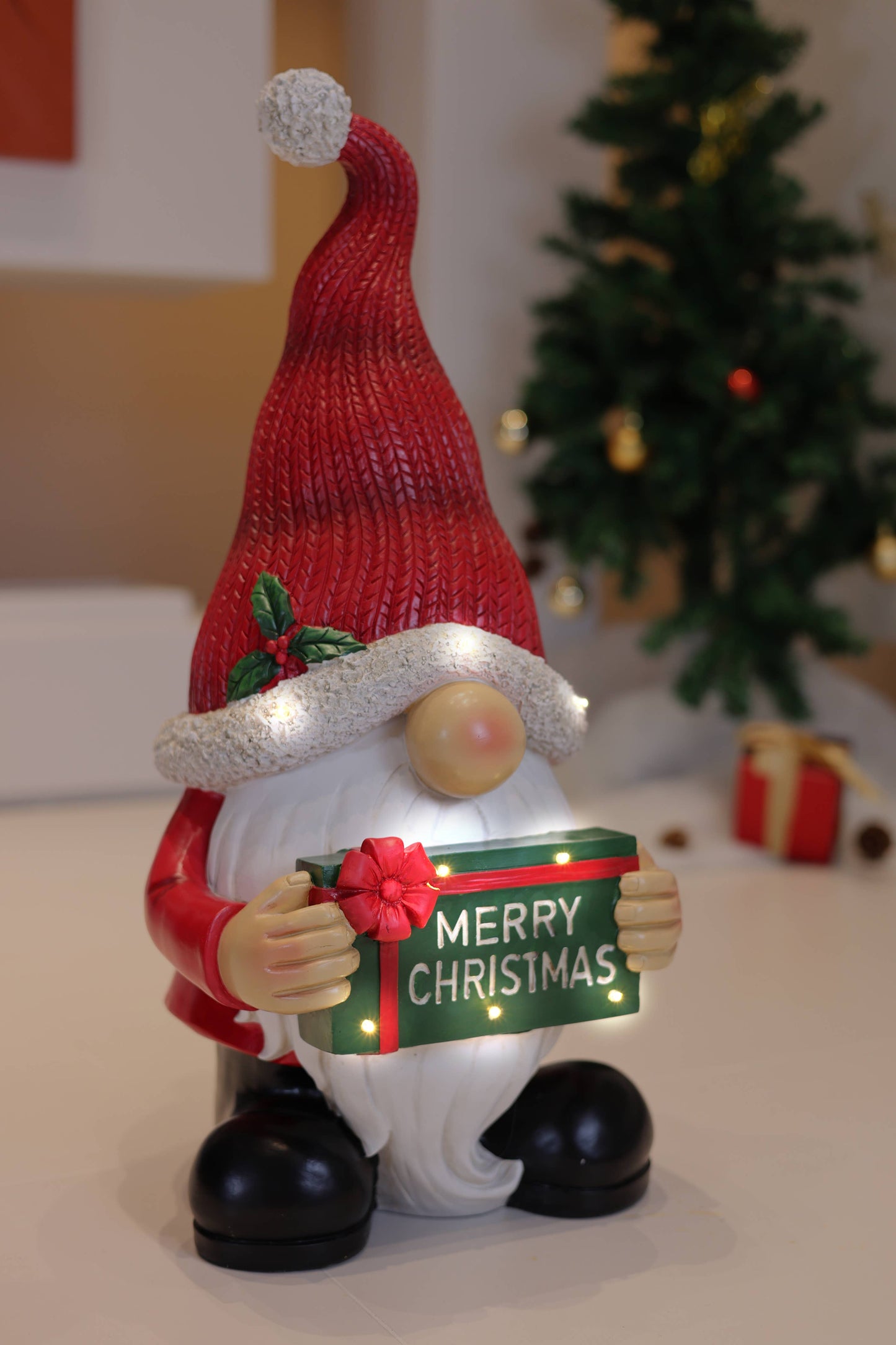 Hi-Line Gift Ltd. - Merry Christmas Santa with LED Lights Lighted