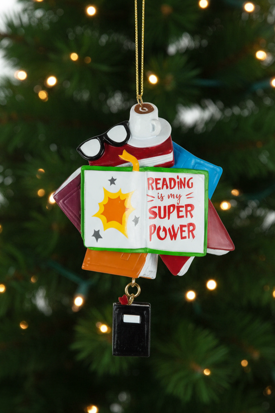 5" Reading is my Super Power Ornament