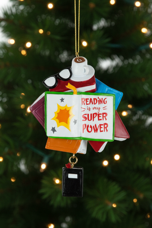 5" Reading is my Super Power Ornament