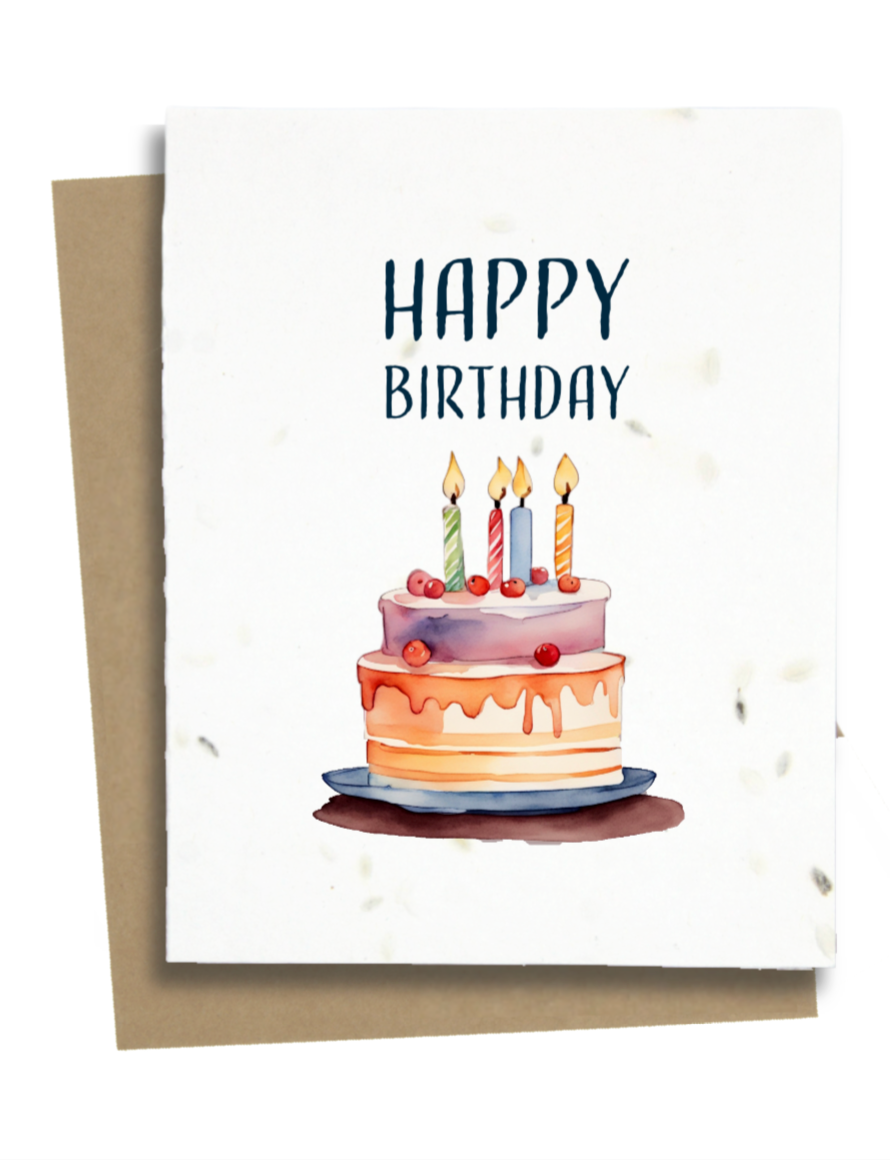 Greet n' Grow Plantable Cards - Happy Birthday Cake Card: Wildflower