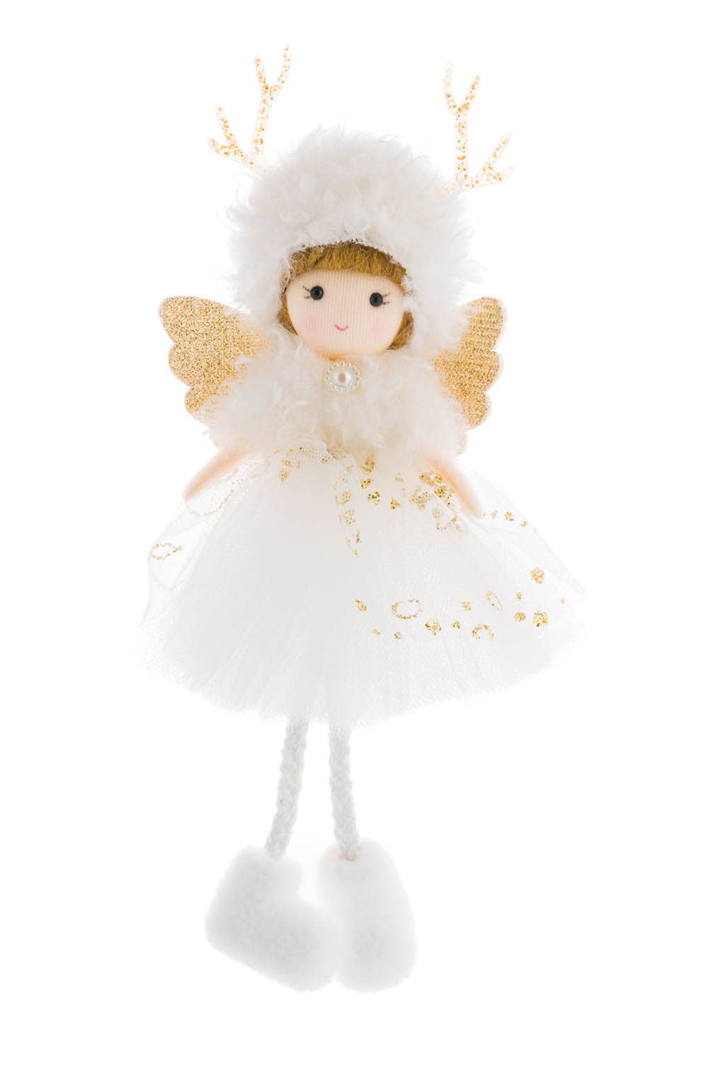 Starlight Collection - White Cherub Girl Doll With Reindeer Hat