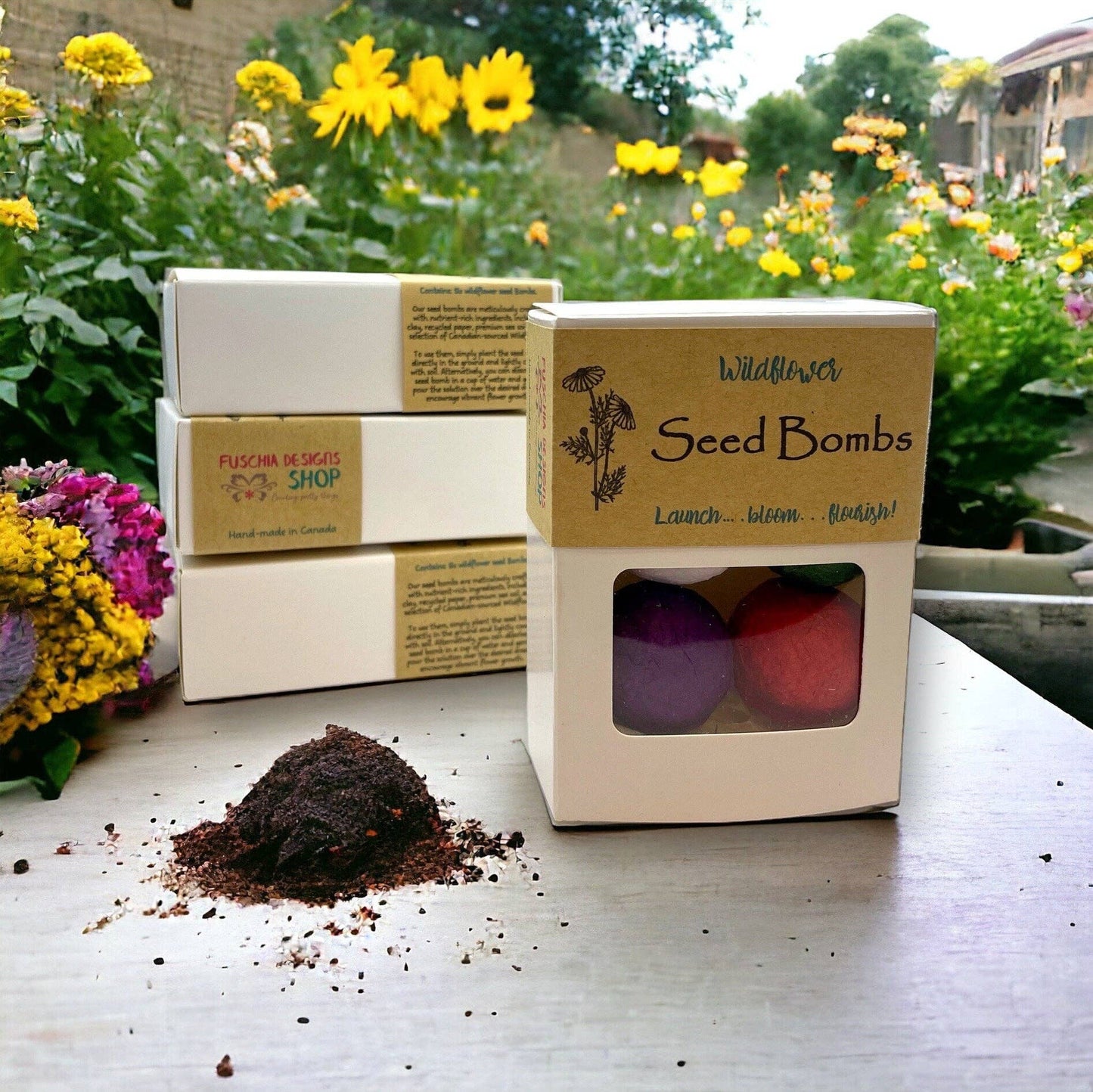 Seed Bombs - 6 Pack - Canadian Wildflower Fuschia Designs Shop