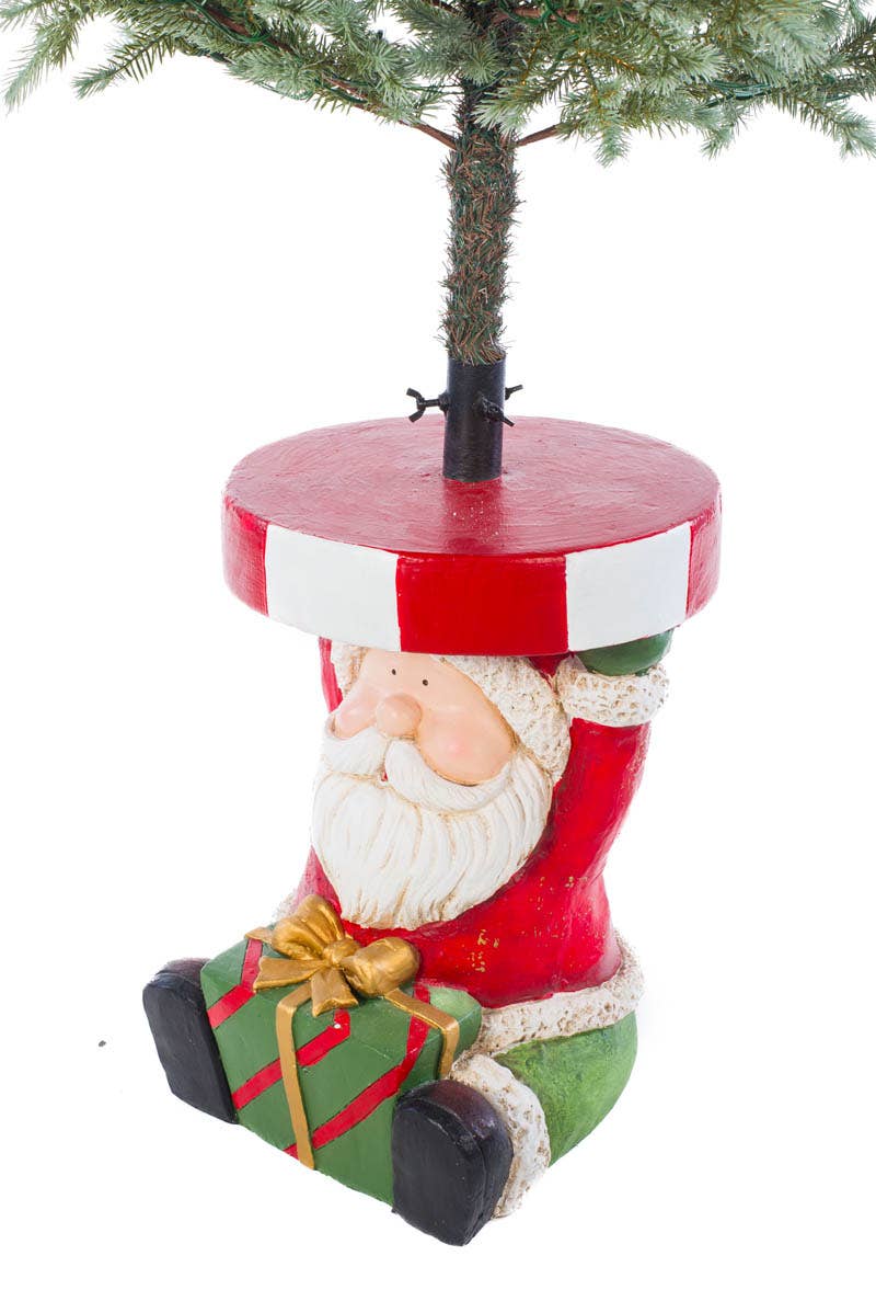 Starlight Collection - Red Toon Santa Christmas Tree Stand With Gift Box
