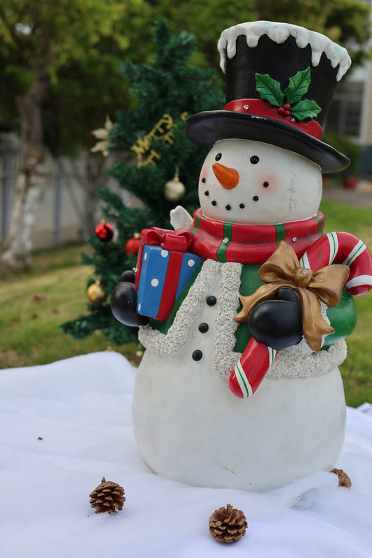 Hi-Line Gift Ltd. - Snowman Statue with LED Lights Lighted Christmas Décor