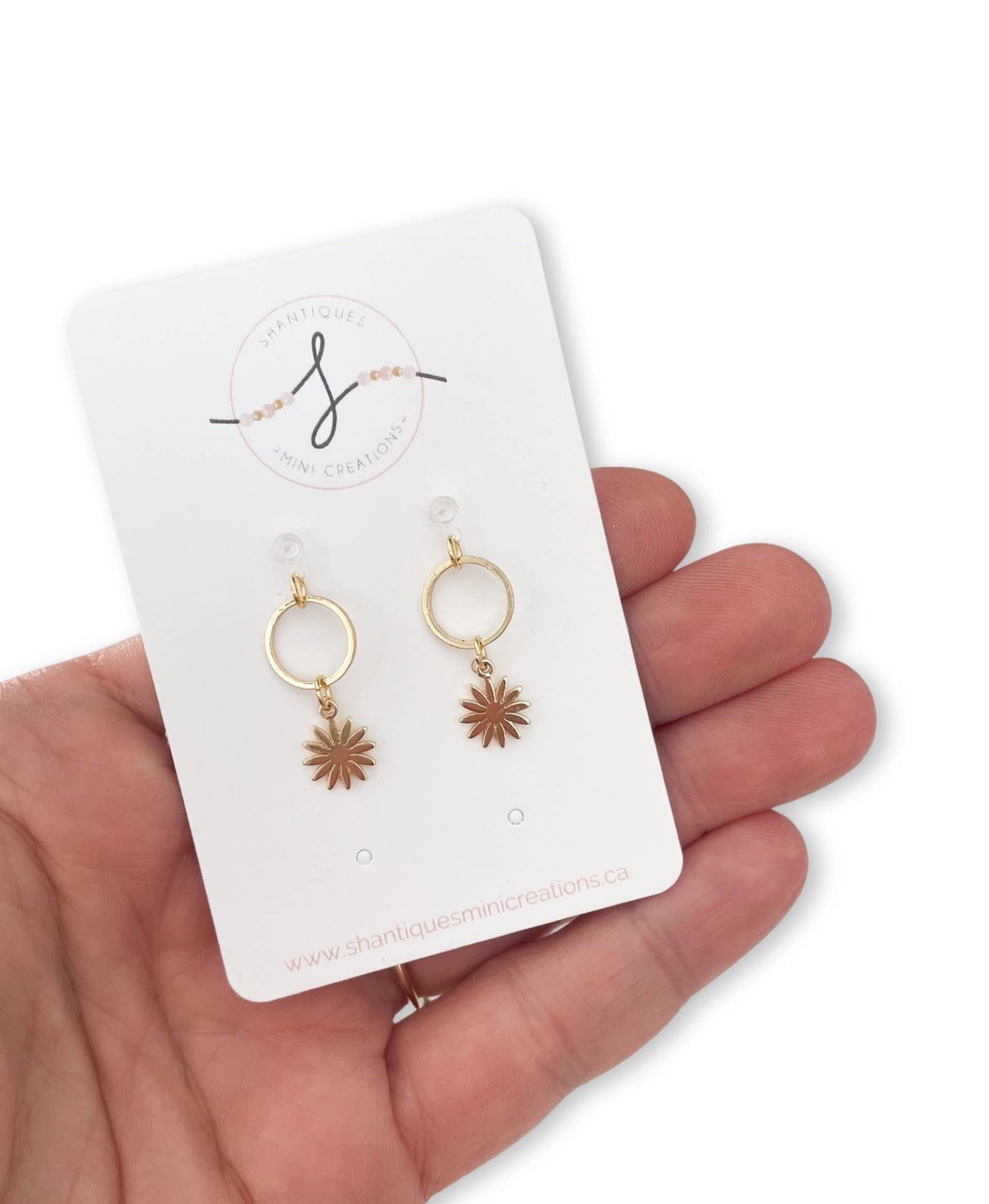 Shantiques Mini Creations - Dangle Earrings - 14k Gold Sunflower
