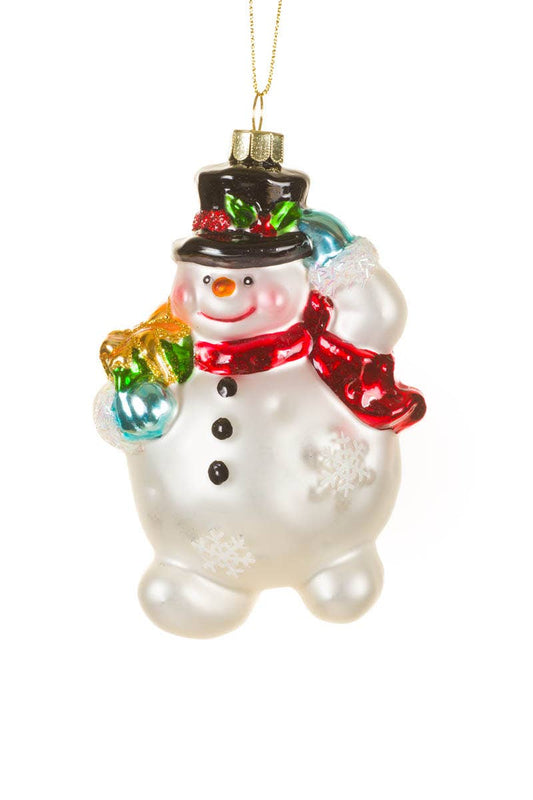 NEW-White Saluting Snowman Ornament
