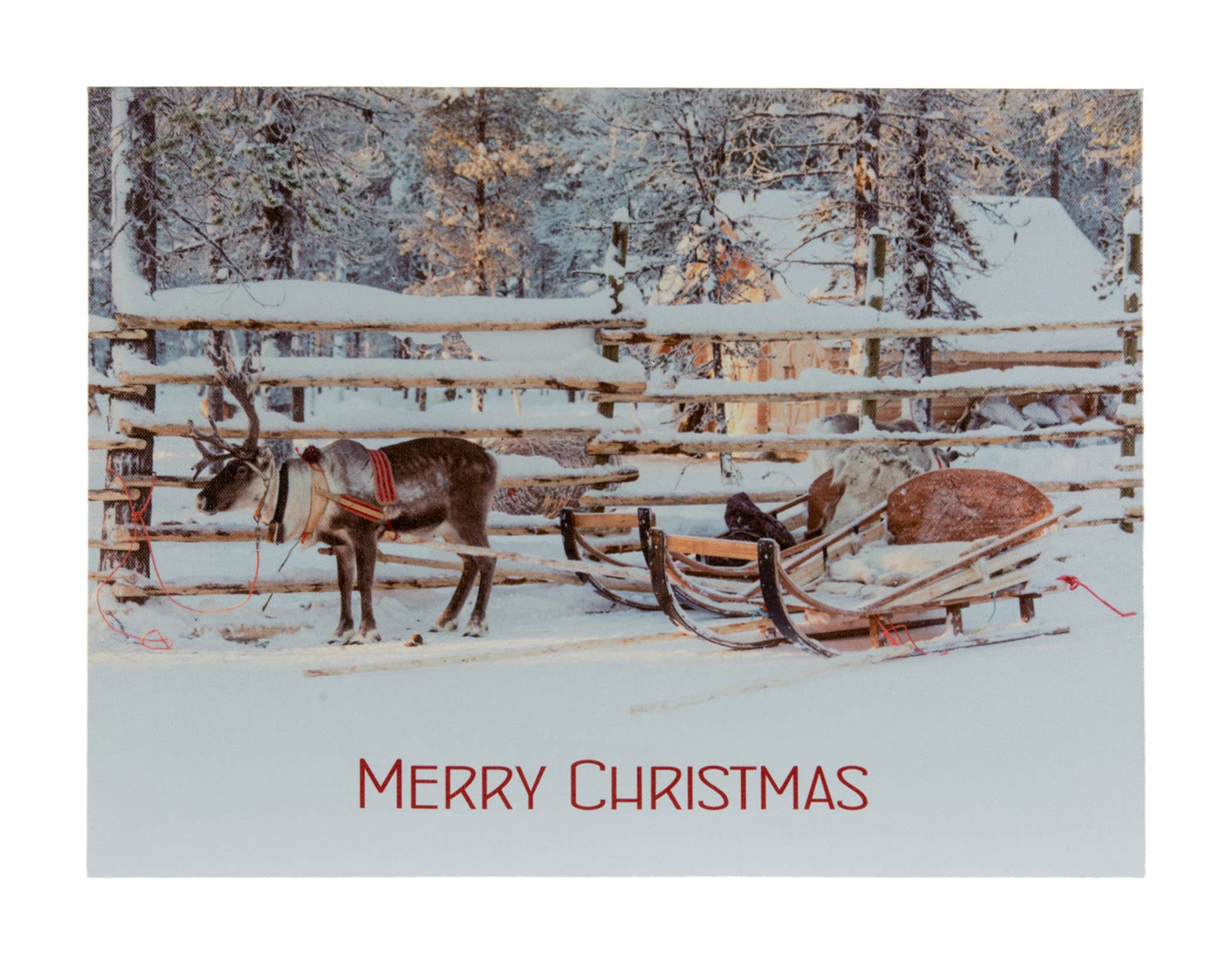 Christmas Tradition - 16x12" LED Canvas w/Reindeer, Sleigh & Merry Christmas