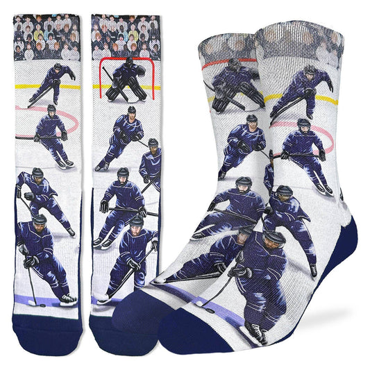 Good Luck Sock - Men's Ice Hockey Players, Blue Socks: Shoe Size 8-13