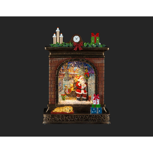 10" LED Fireplace Waterglobe with Santa