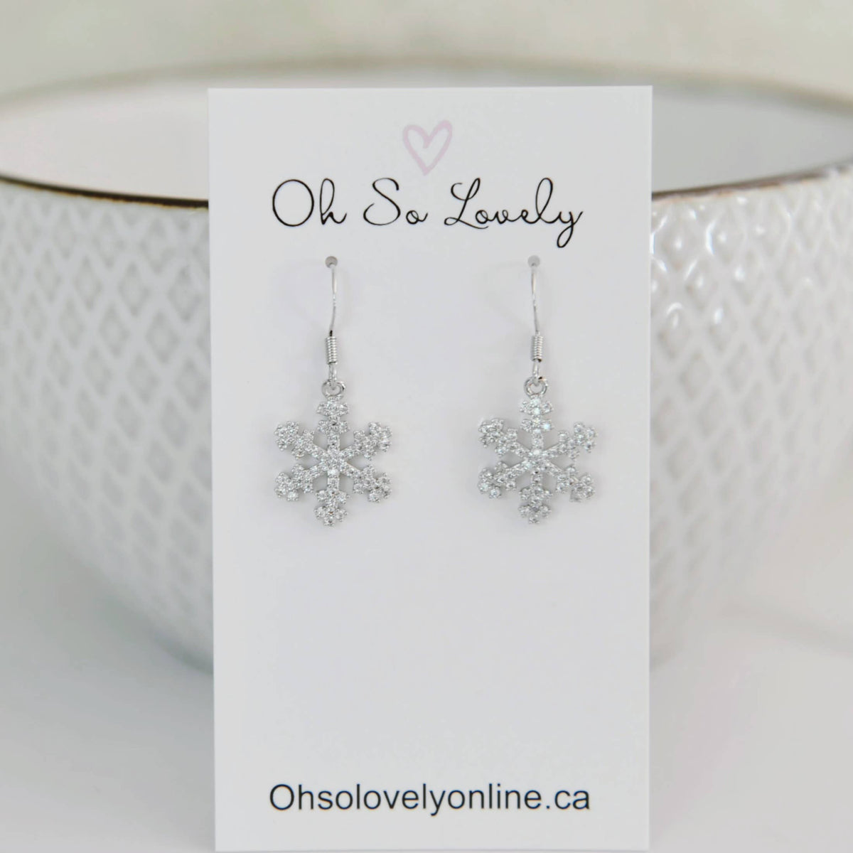 Oh So Lovely - Aspen Snowflake Drop Earrings: Silver