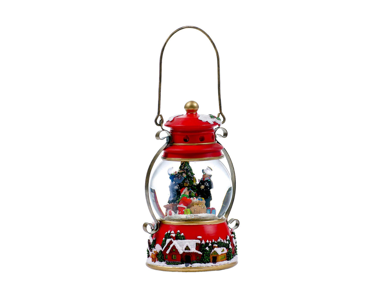 Christmas Tradition - 8" Red Lantern Snow Globe w/Family, Music & LED Lights