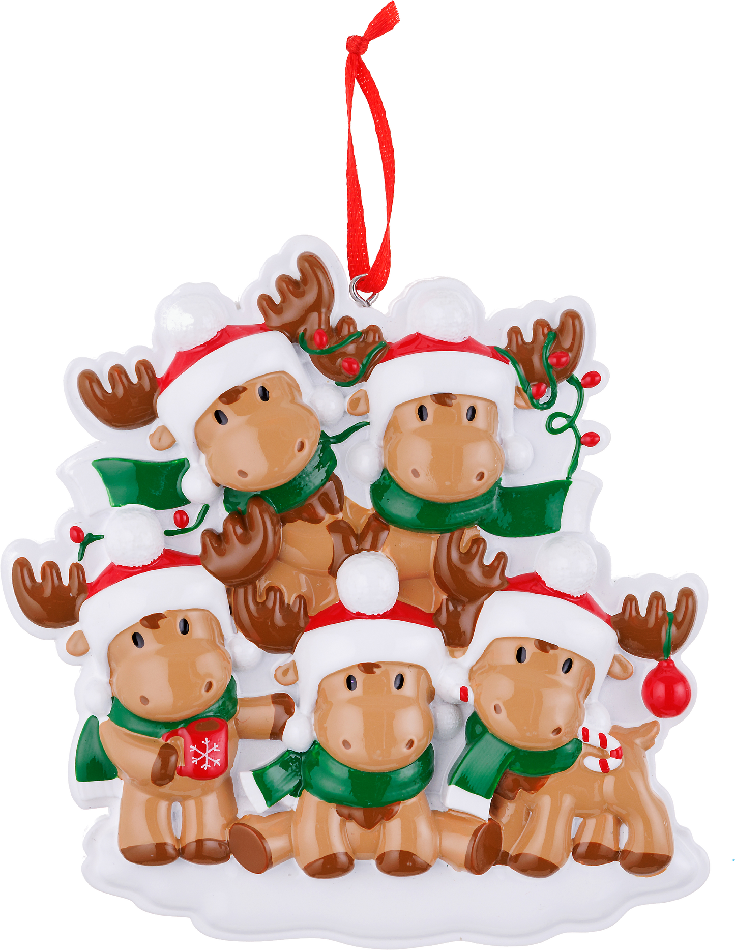 PolarX Ornaments - Cutesy Moose Family Series Personalized Ornament: 3