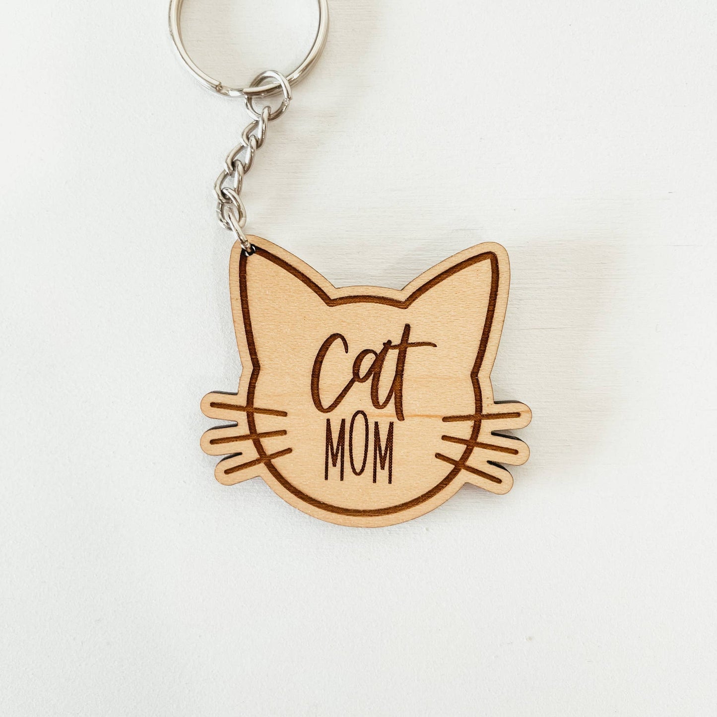 Knotty Design Co. - Cat Mom Wooden Keychain