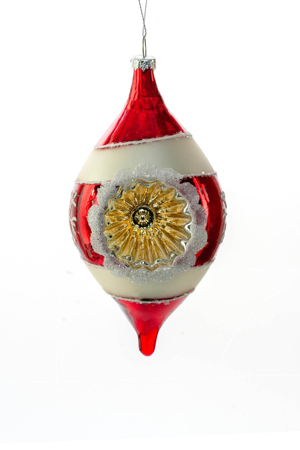Starlight Collection - Red/Silver Snowflake Ornament with Glitter