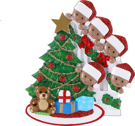 PolarX Ornaments - Dark Skin Peeking Family Personalized Christmas Ornament: 3