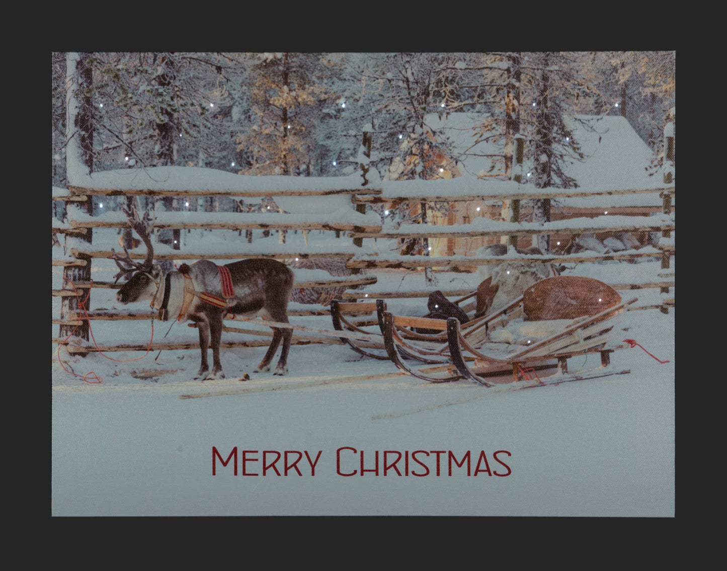 Christmas Tradition - 16x12" LED Canvas w/Reindeer, Sleigh & Merry Christmas