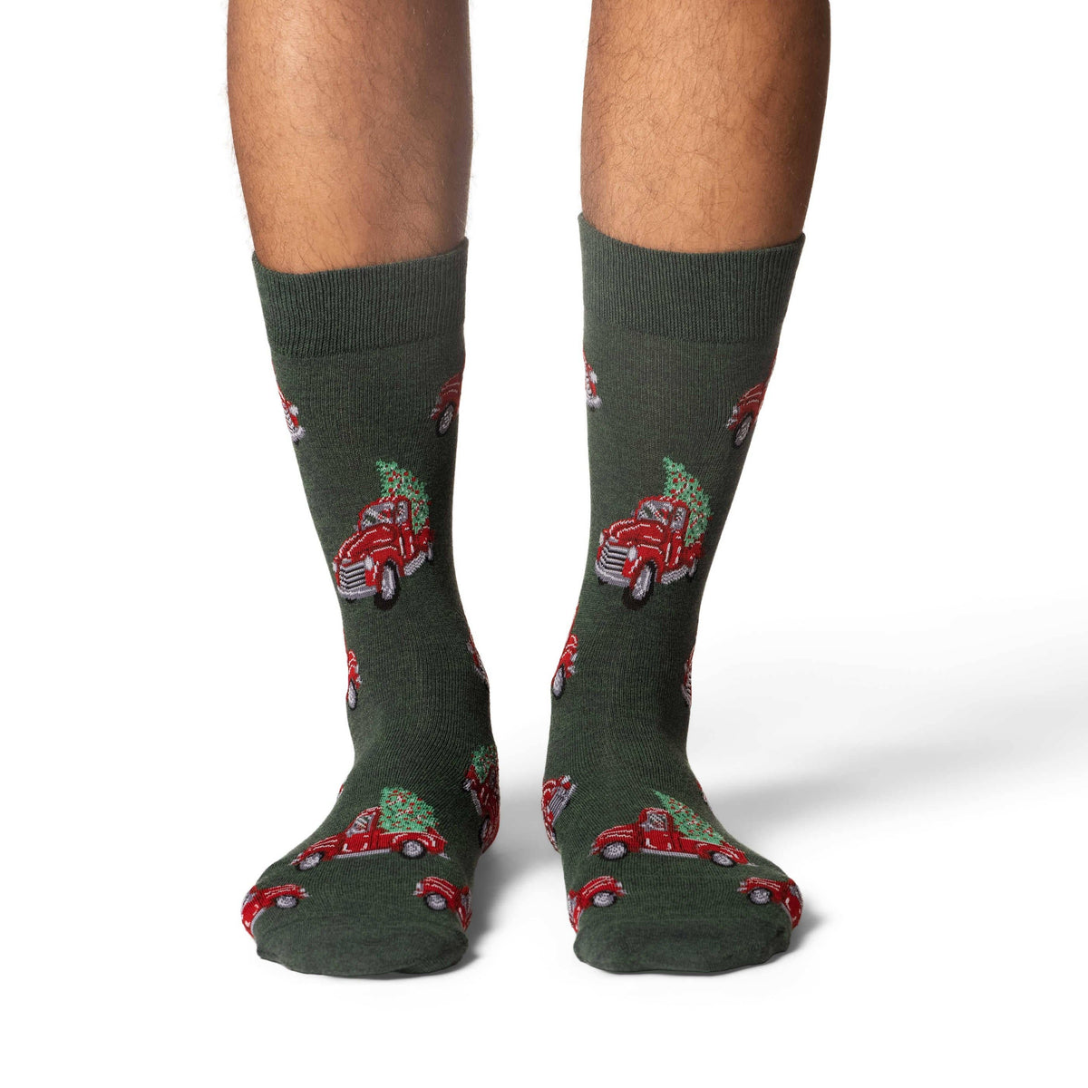 Good Luck Sock - Men's Christmas Trucks Socks: Shoe Size 7-12