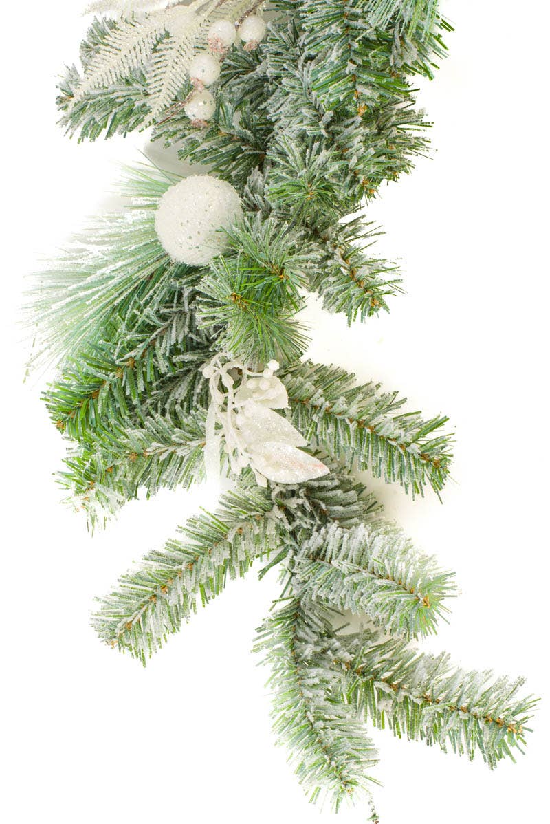 Starlight Collection - White Fir And Pine Garland With Harlequin Bulbs