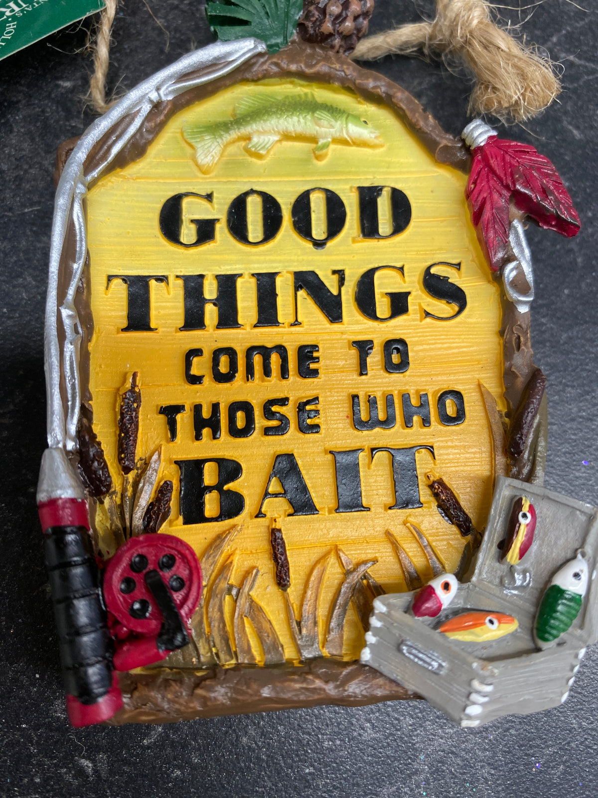 Fishing Sign Ornaments, 2 Assorted