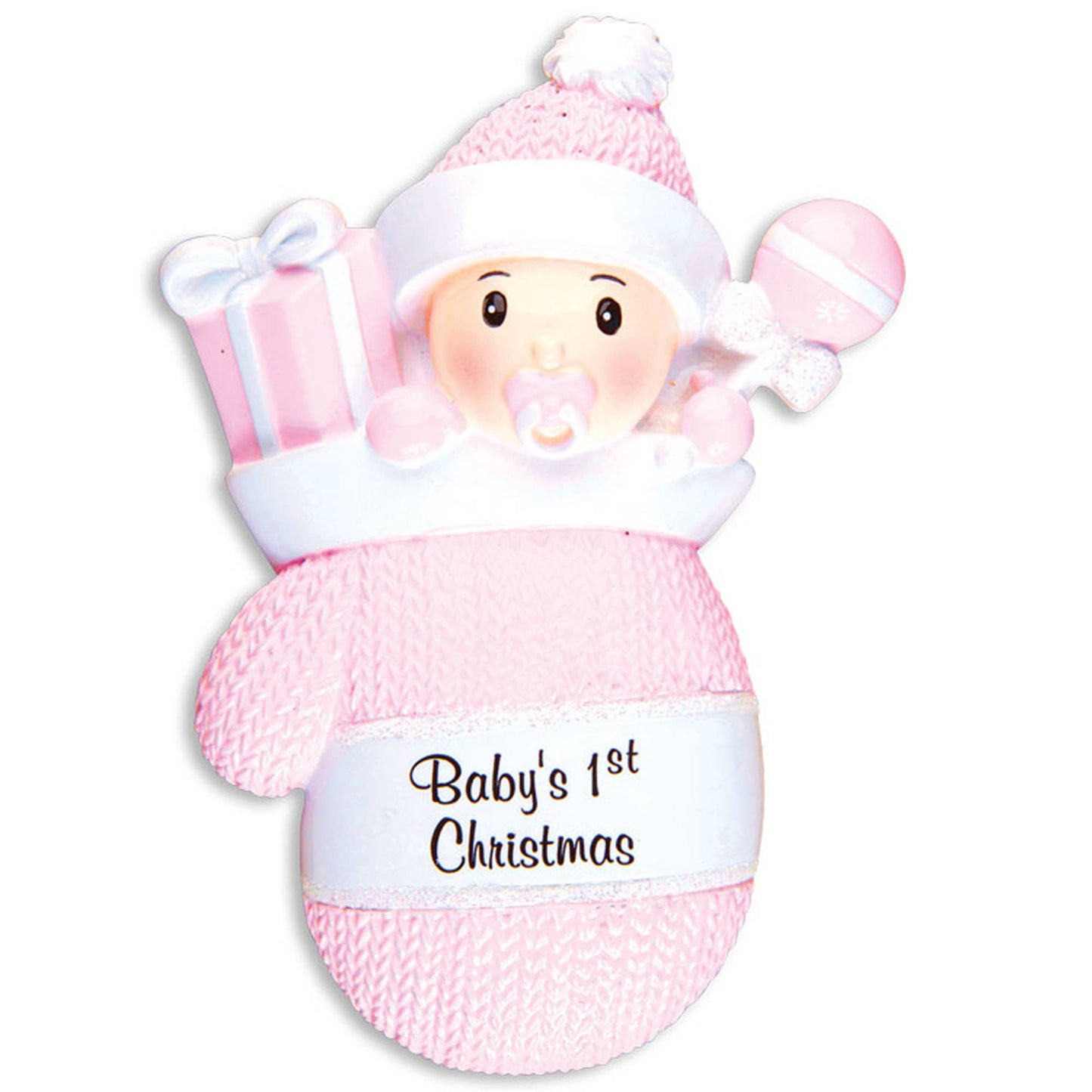 PolarX Ornaments - Baby In Mitten Personalized Ornament: Blue