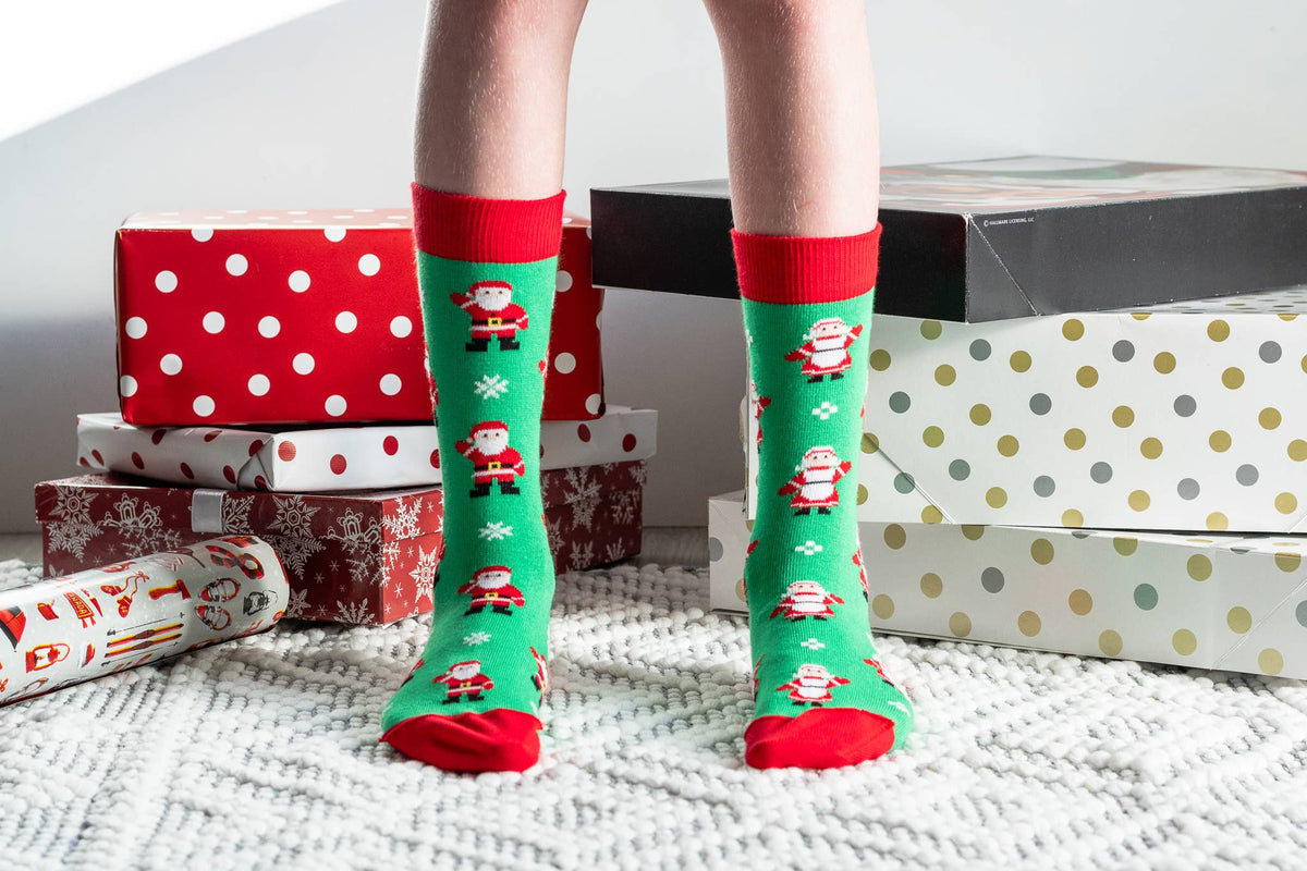 Friday Sock Co. - Kid's Santa Crew Socks - Fun Holiday Patterns for Kids: Small (Age 1-3)