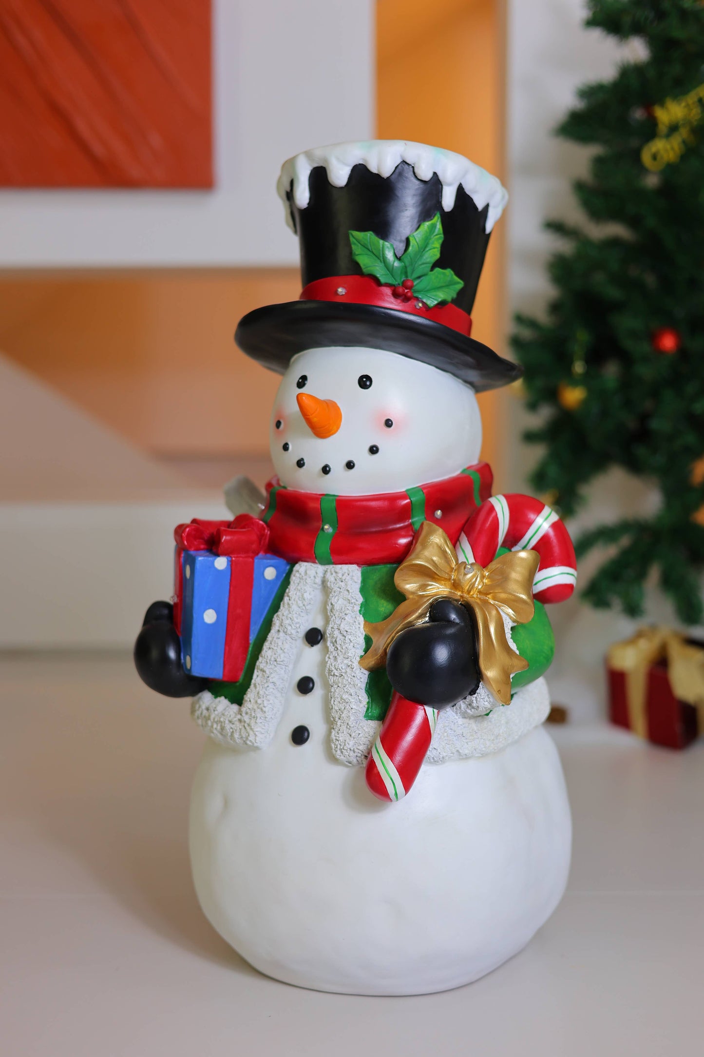 Hi-Line Gift Ltd. - Snowman Statue with LED Lights Lighted Christmas Décor