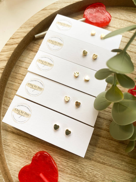 Clay by Day Designs - Mini Gold Plated Heart Studs