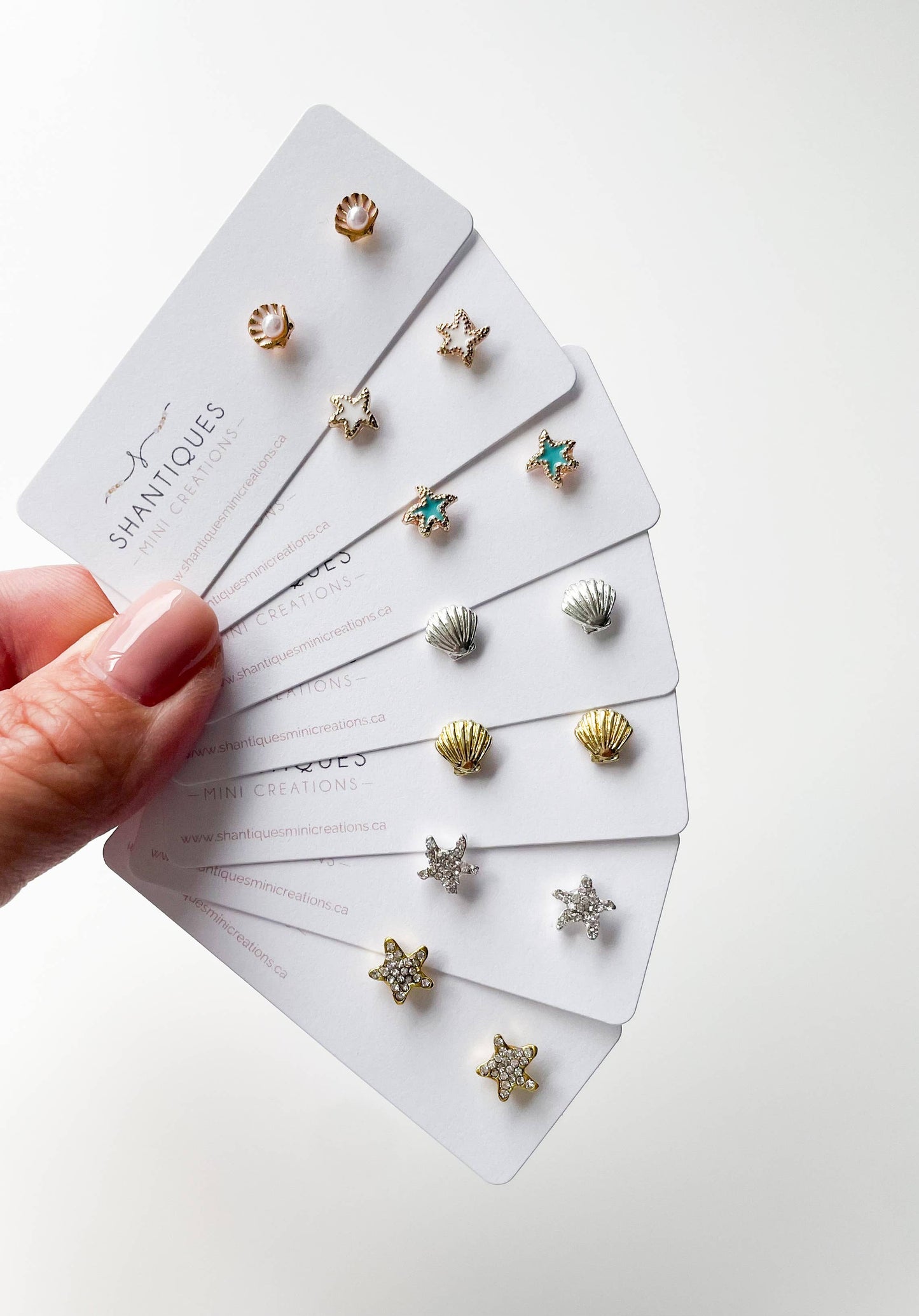 Shantiques Mini Creations - Earrings - Summer Beach Collection: White Starfish / Post