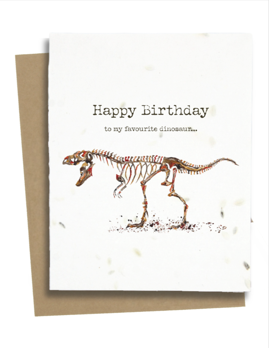 Greet n' Grow Plantable Cards - Dinosaur Birthday Card for Adults: Wildflower