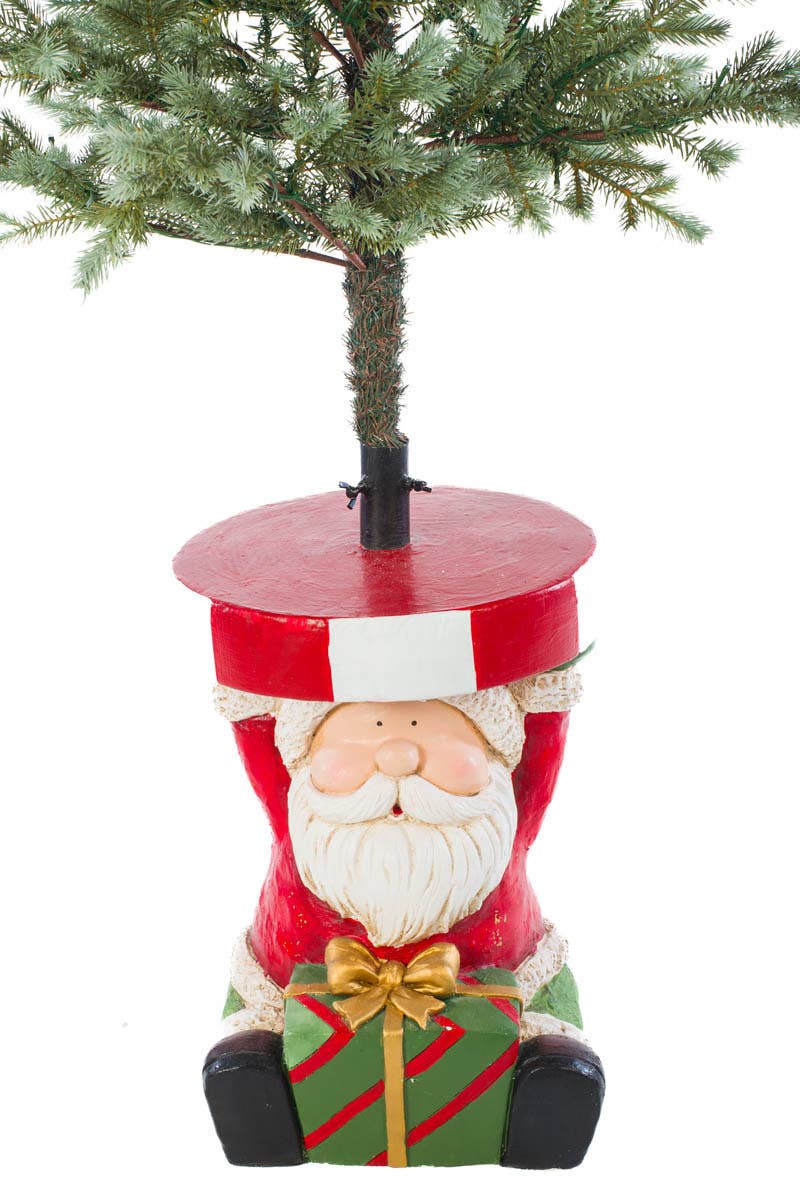 Starlight Collection - Red Toon Santa Christmas Tree Stand With Gift Box