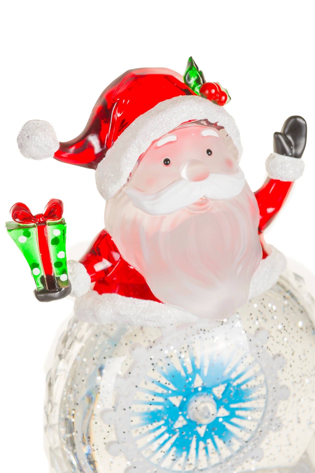 Starlight Collection - NEW-White Santa Snow Globe with Spinning Ship's Helm
