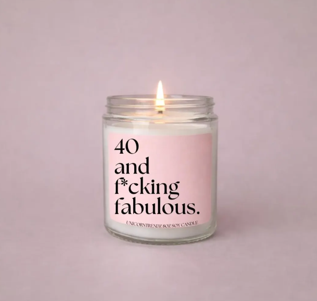 Funny 40th Birthday Candle | 40th Birthday Gift for Her : 9oz / VANILLA BEAN