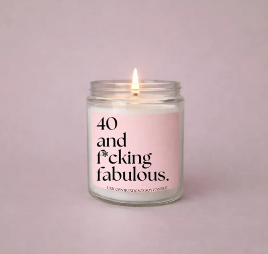 Funny 40th Birthday Candle | 40th Birthday Gift for Her : 9oz / VANILLA BEAN