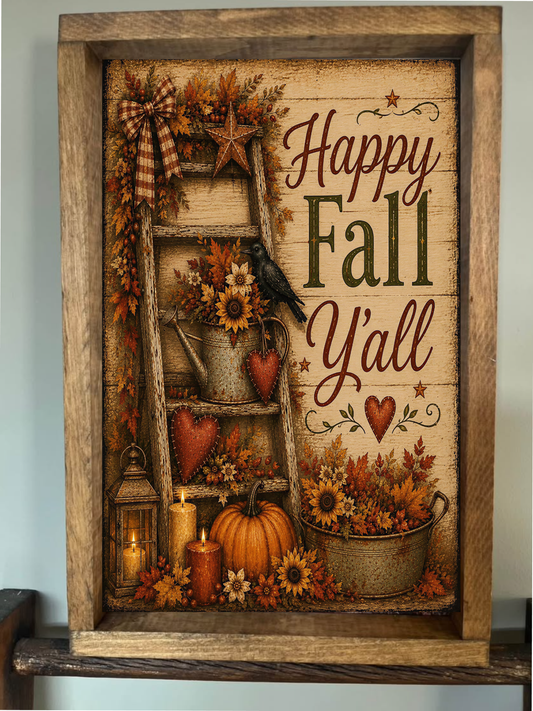 Happy Fall Farmhouse Sign: 12x18 / Early American