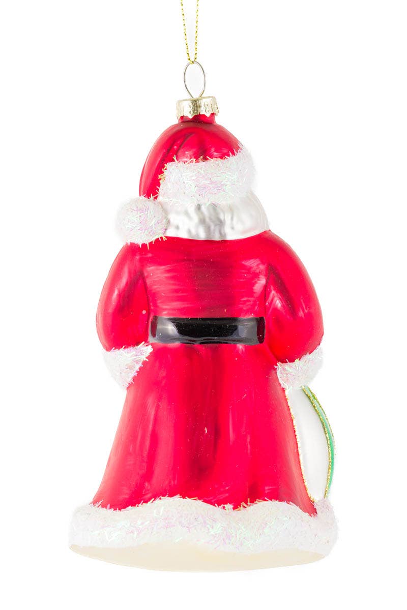 Starlight Collection - Red/Pearl White Glittery Santa Ornament
