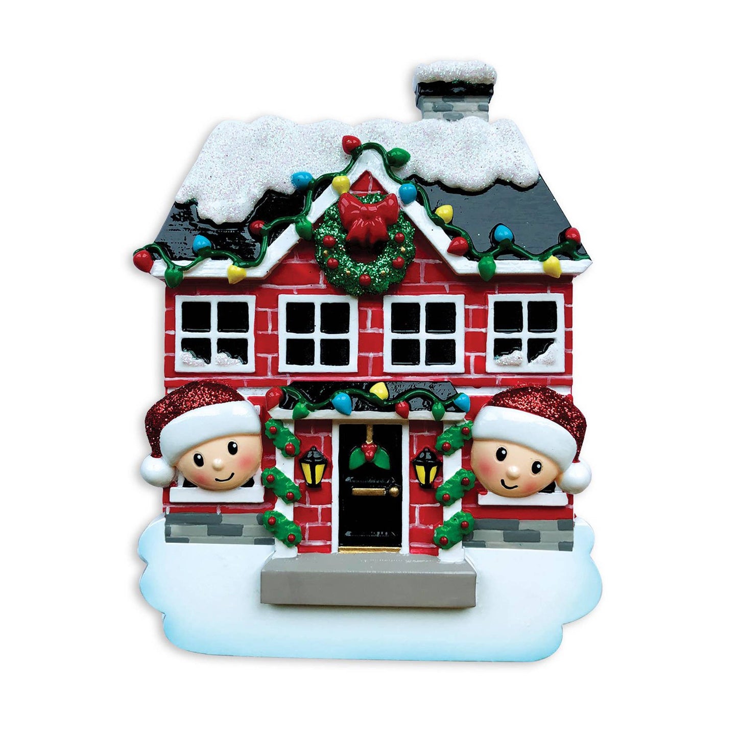 PolarX Ornaments - Family Peeking out of House Personalized Ornament: 2