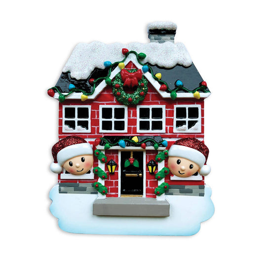 PolarX Ornaments - Family Peeking out of House Personalized Ornament: 2