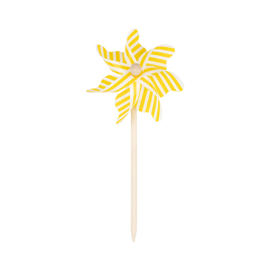 Wooden Yellow stripe pinwheel on wood pole A21618