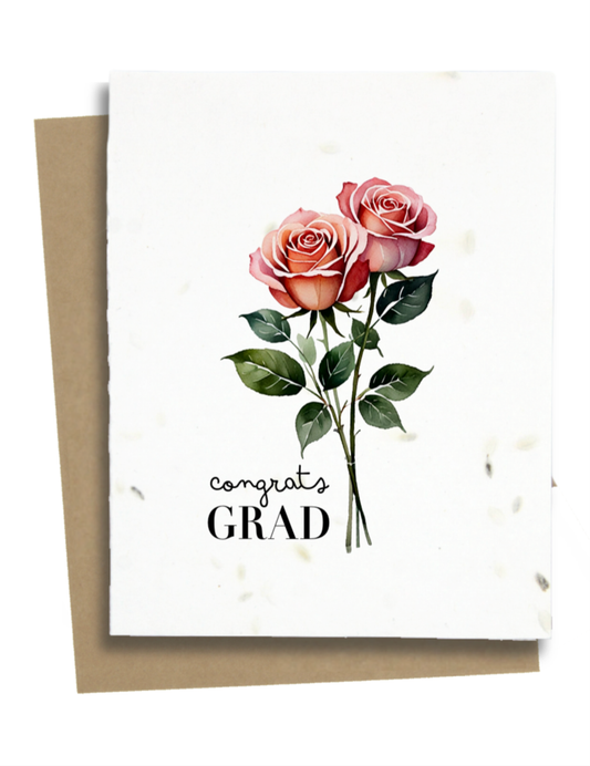 Greet n' Grow Plantable Cards - Roses Congratulations Grad Card: Wildflower
