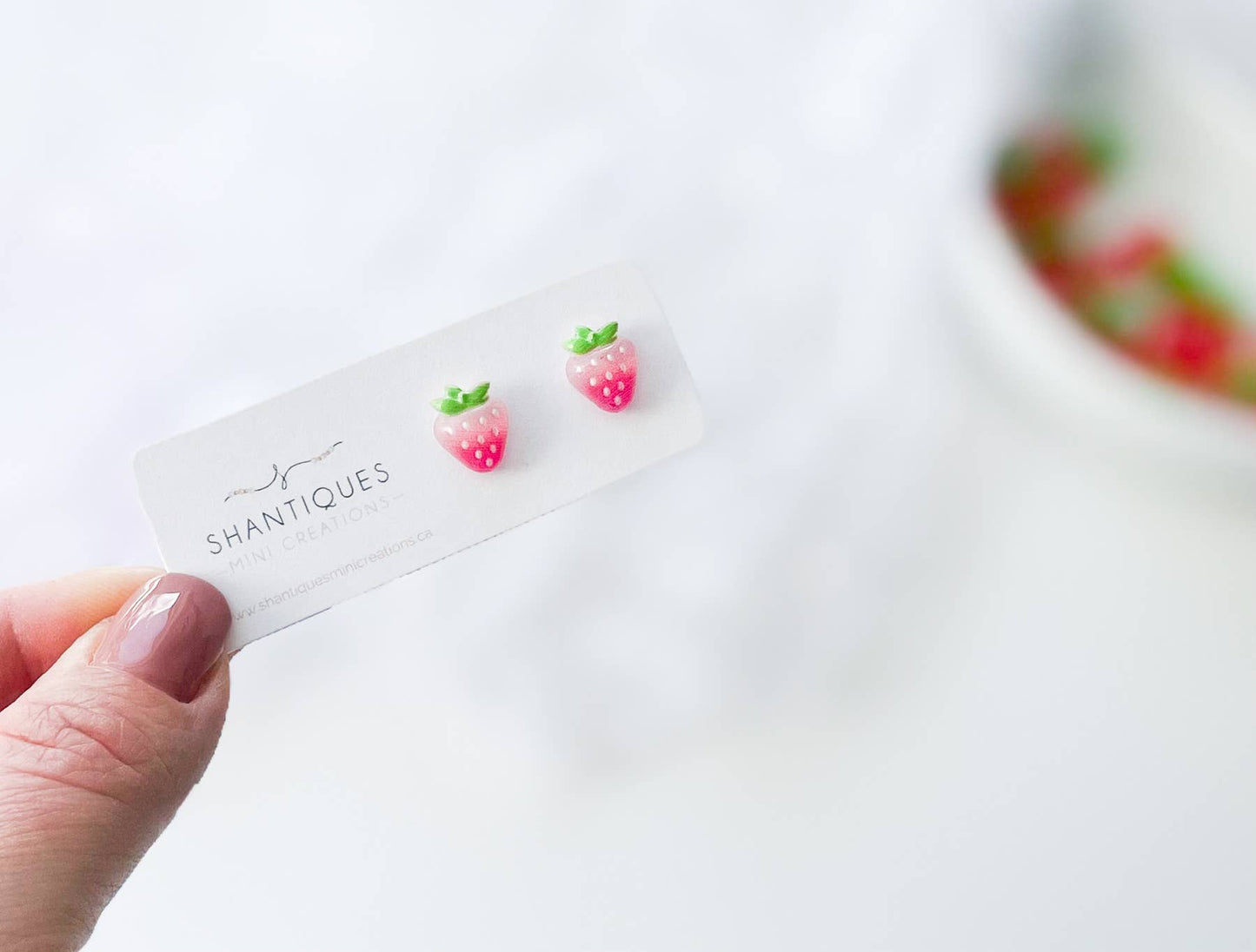 Shantiques Mini Creations - Earrings - Summer Fruit: Red Strawberries / Post