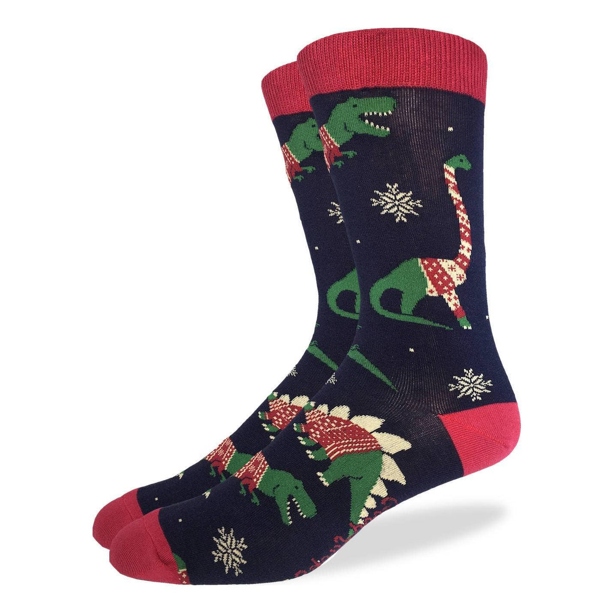 Good Luck Sock - Men's Big & Tall Christmas Sweater Dinosaur Socks: Shoe Size 13-17