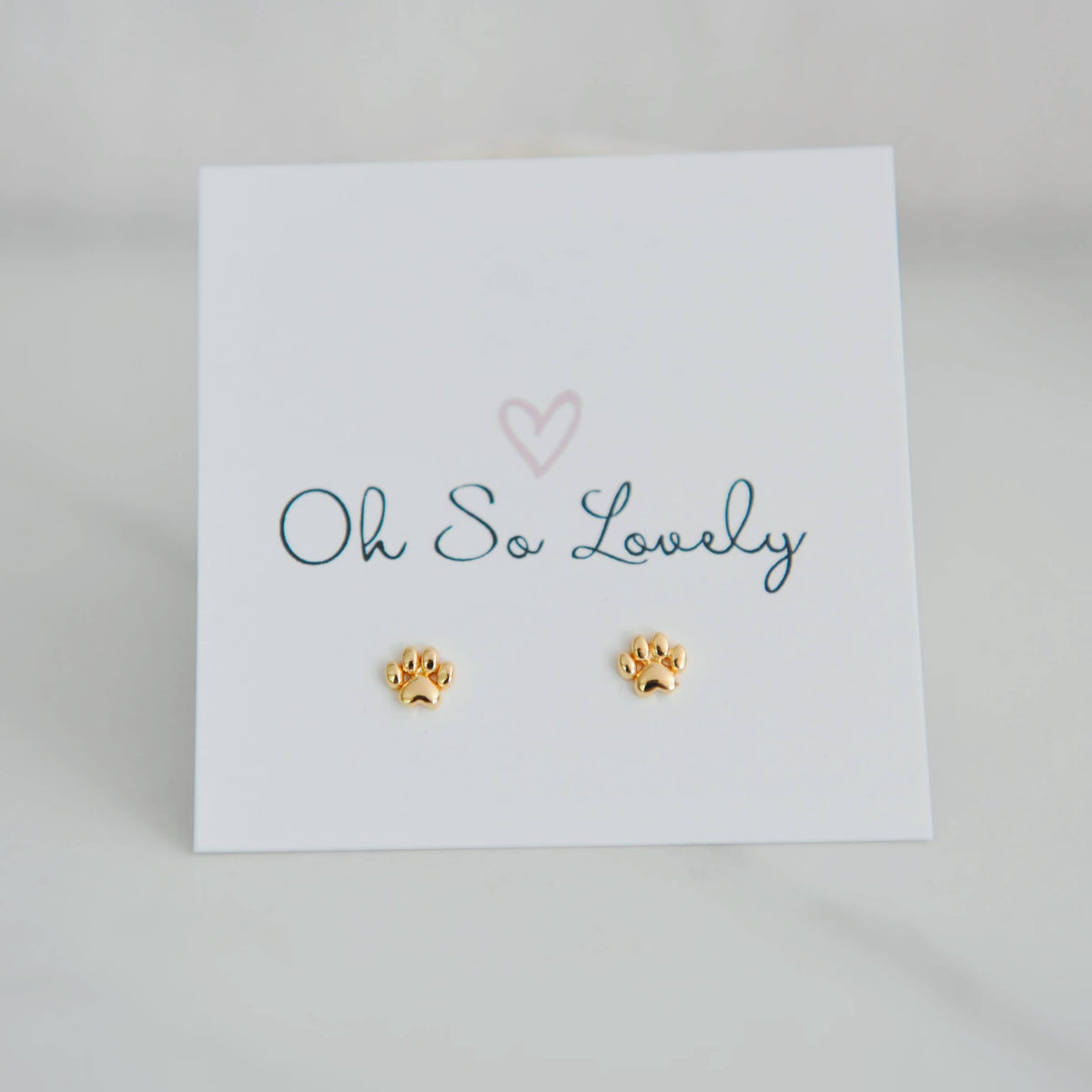 Oh So Lovely - Paw Stud Earrings: Yellow Gold