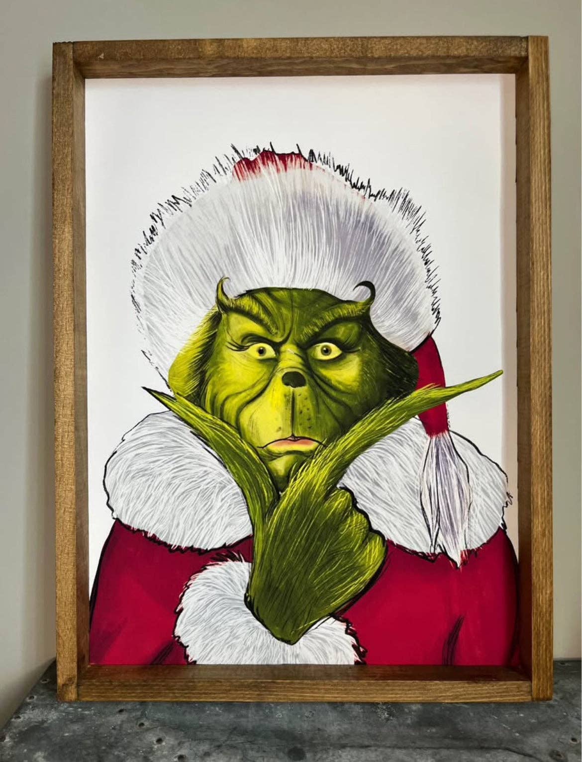 Stir Crazy Signs - Thinking Grinch Farmhouse Sign: 18x24 / Ebony