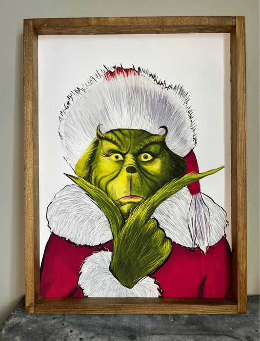 Thinking Grinch Farmhouse Sign: 18x24 / Ebony