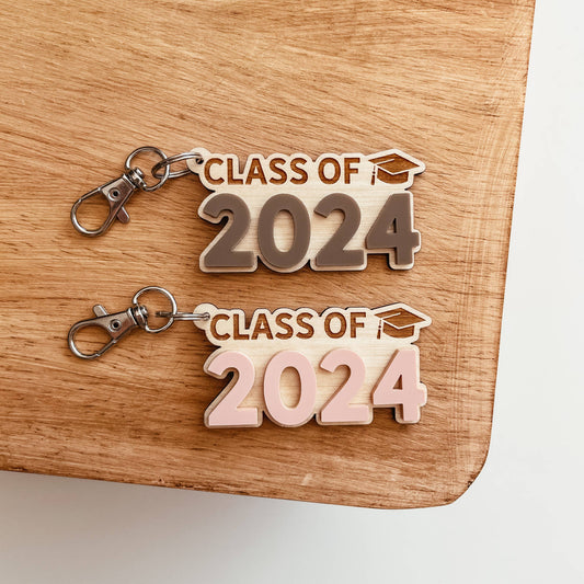 Knotty Design Co. - Class of 2024 Wood And Acrylic Keychain: Navy