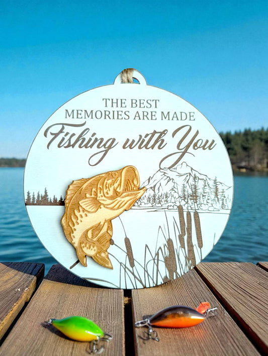 Introducing the Fishing With You Ornament from Richer Design Co. This delightful keepsake is intricately laser cut and engraved, featuring impressive 3D wooden details. At 3.5", it's the perfect addition to any seasonal decor. Each piece is a labor of love, designed, cut, assembled, and shipped from our home studio in Cannington ON. Reflecting the passion of a family-run business, this ornament adds a touch of warmth to your home.