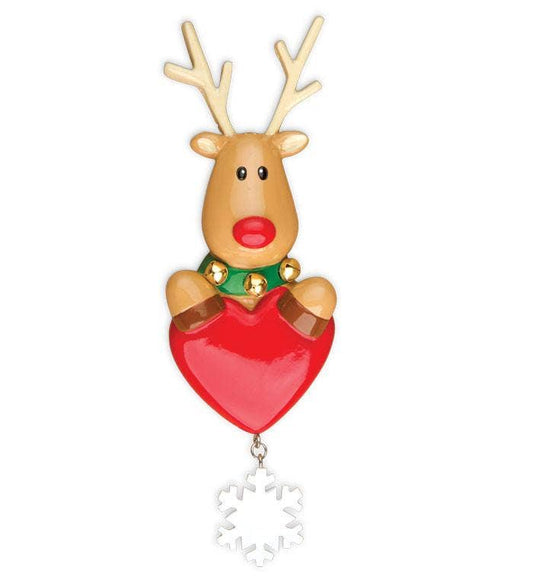 Reindeer with Heart Personalized Ornament