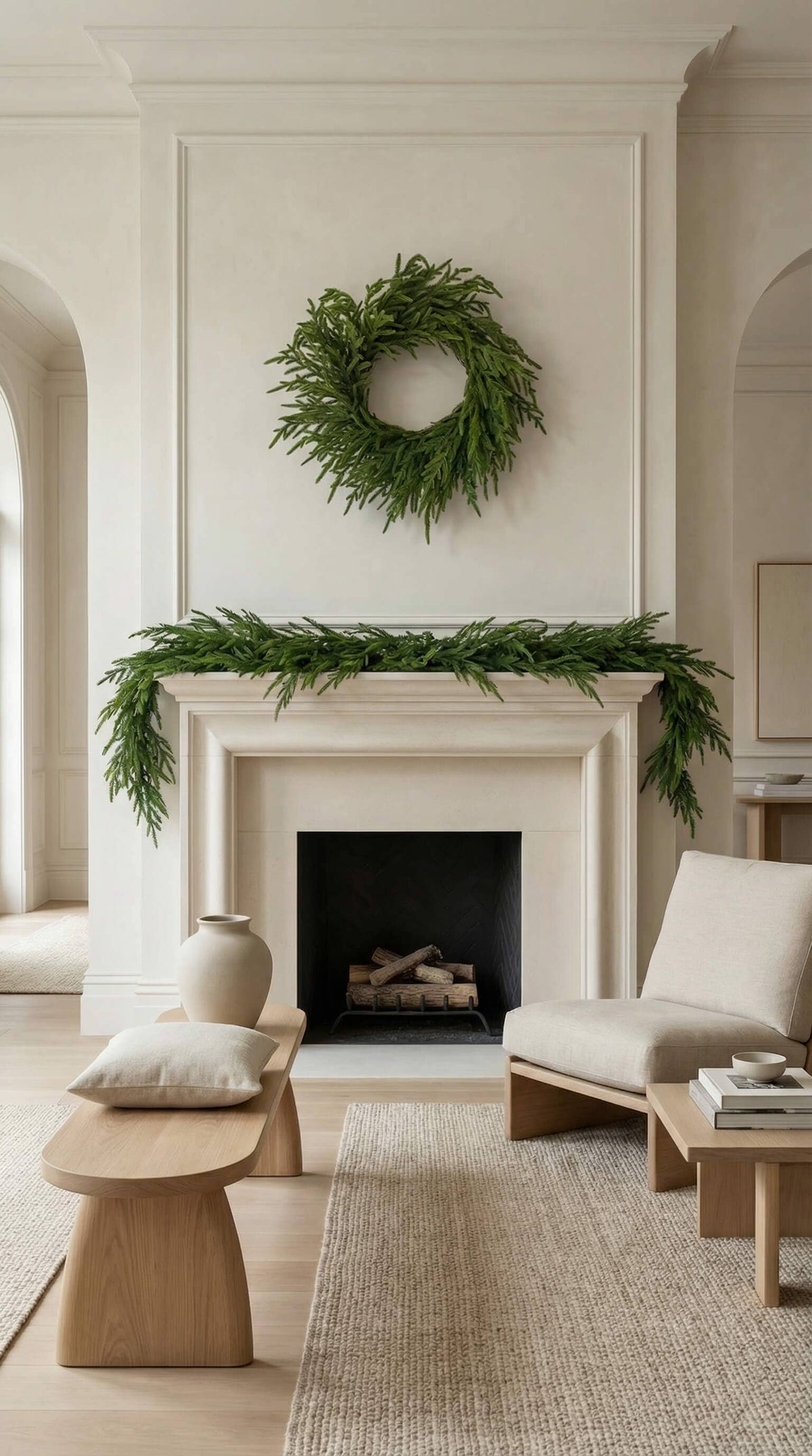 Hycroft Home Decor - Real Touch Faux Christmas Wreath, Norfolk Pine, 26 Inch