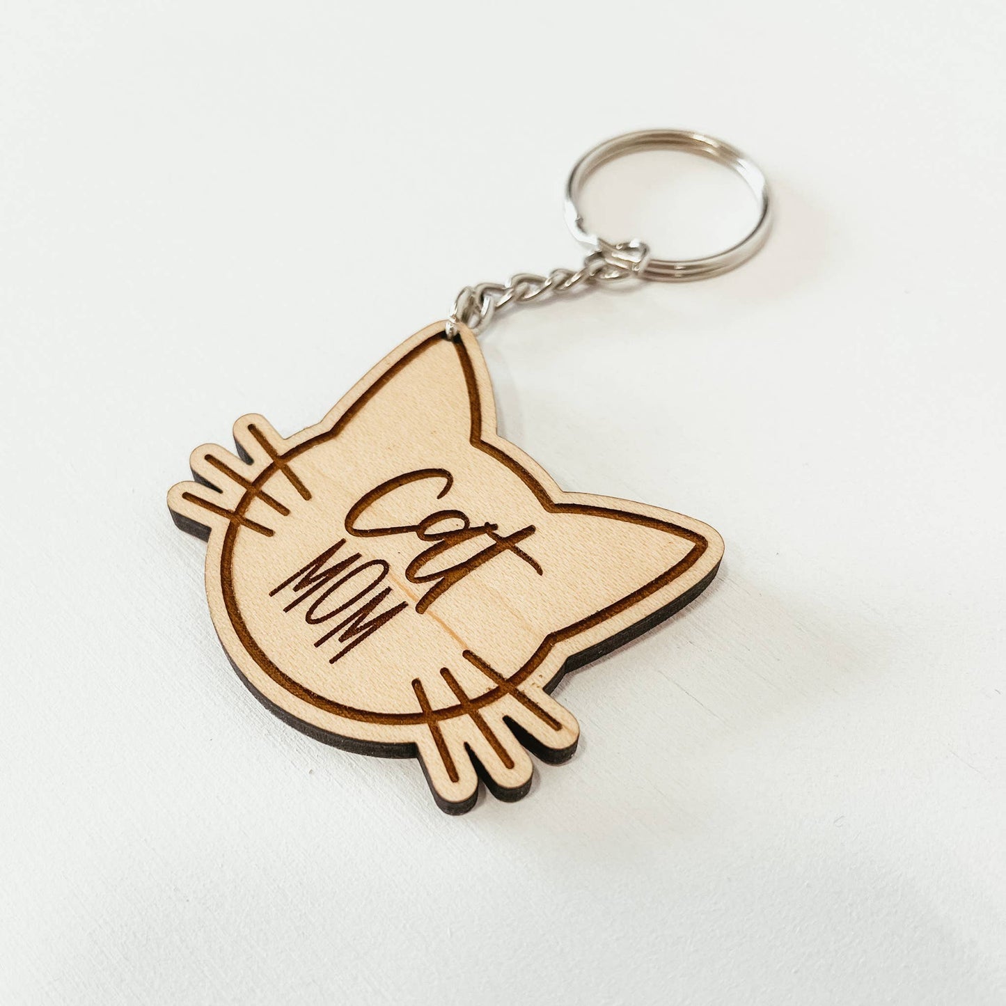 Knotty Design Co. - Cat Mom Wooden Keychain