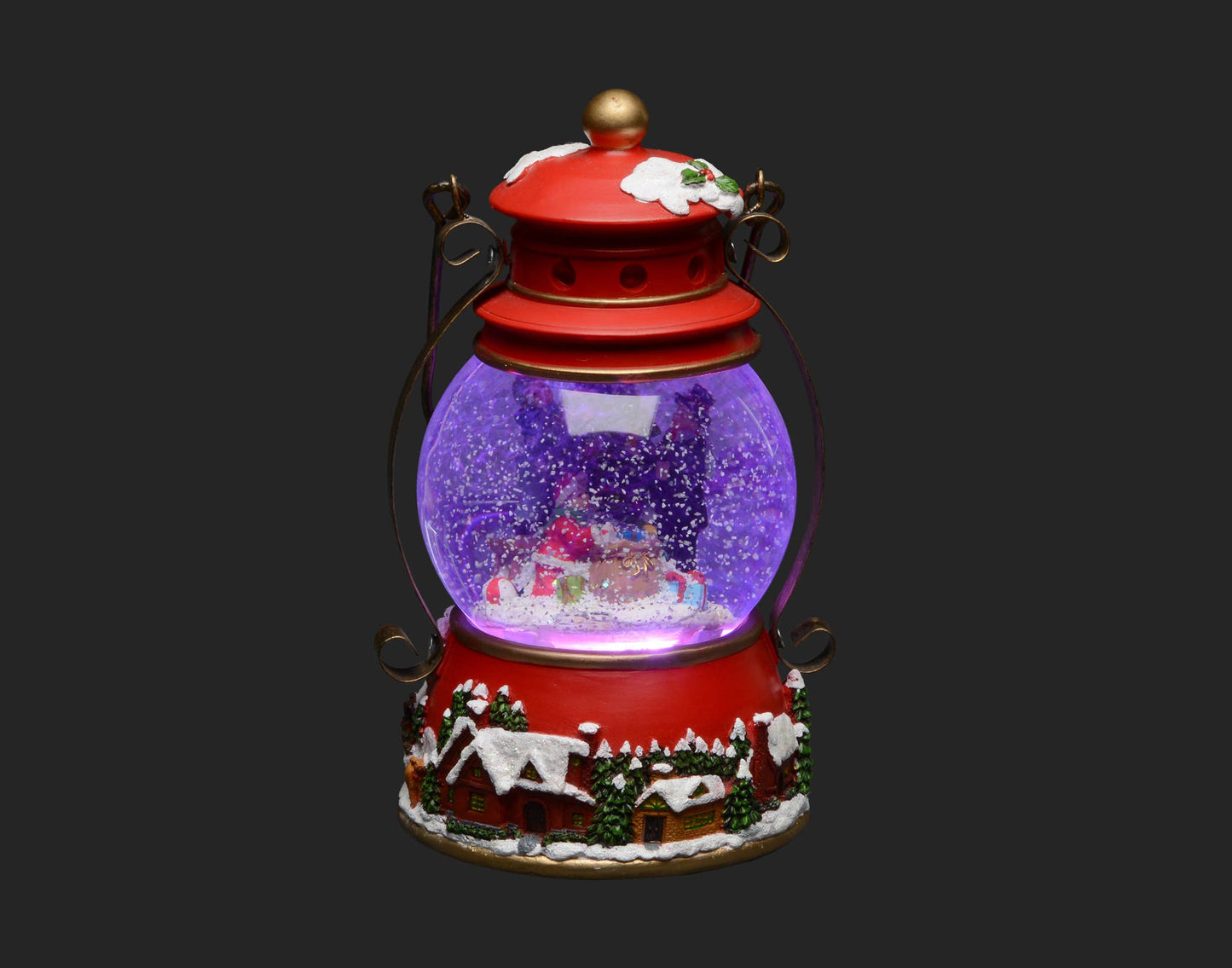 Christmas Tradition - 8" Red Lantern Snow Globe w/Family, Music & LED Lights